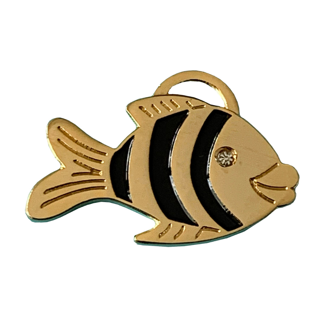 Coco & Pud Fish Cat ID Tag Gold