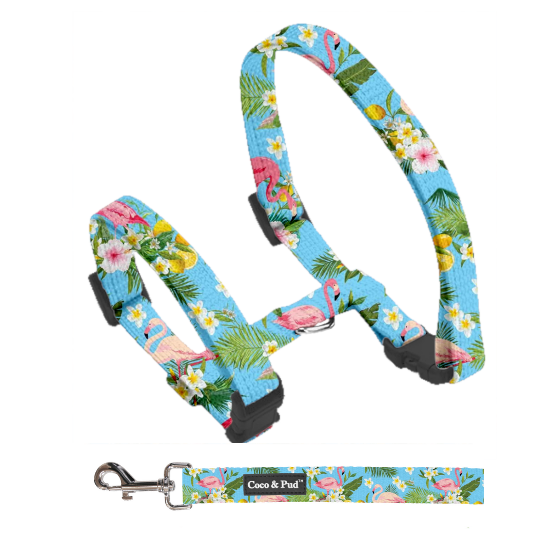 Coco & Pud Flamingo Tropical Cat Harness & Lead Set