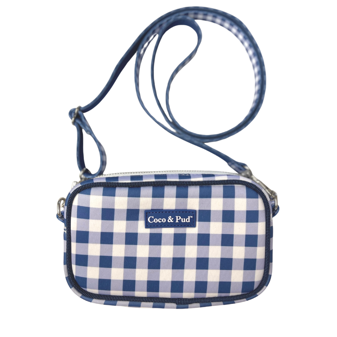 Coco & Pud Gingham 'Dog Walking' Crossbody Bag - French Navy