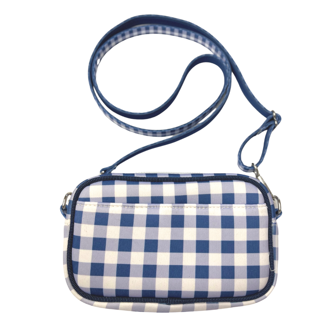 Coco & Pud Gingham 'Dog Walking' Crossbody Bag reverse- French Navy