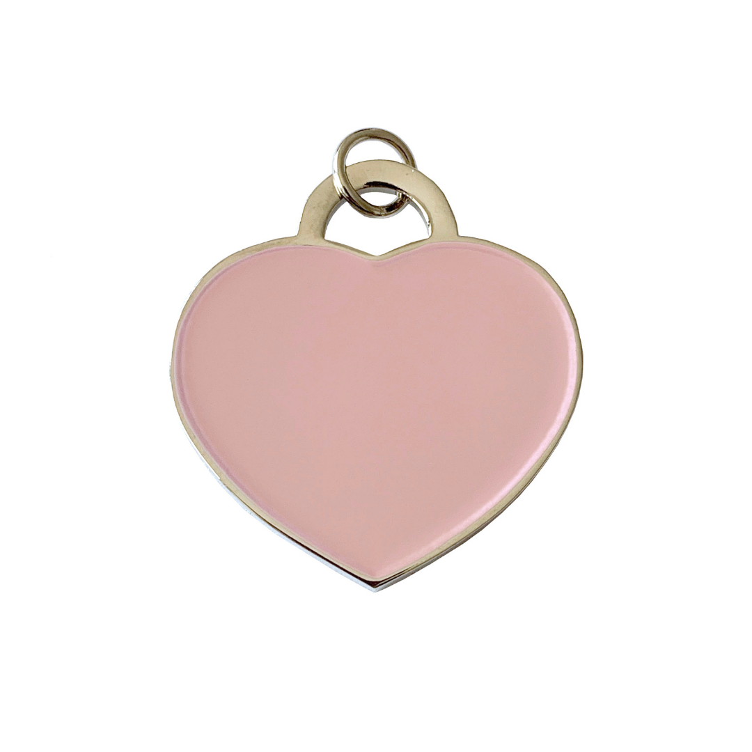 Coco & Pud Audrey Heart Dog ID Tag Silver/Pink