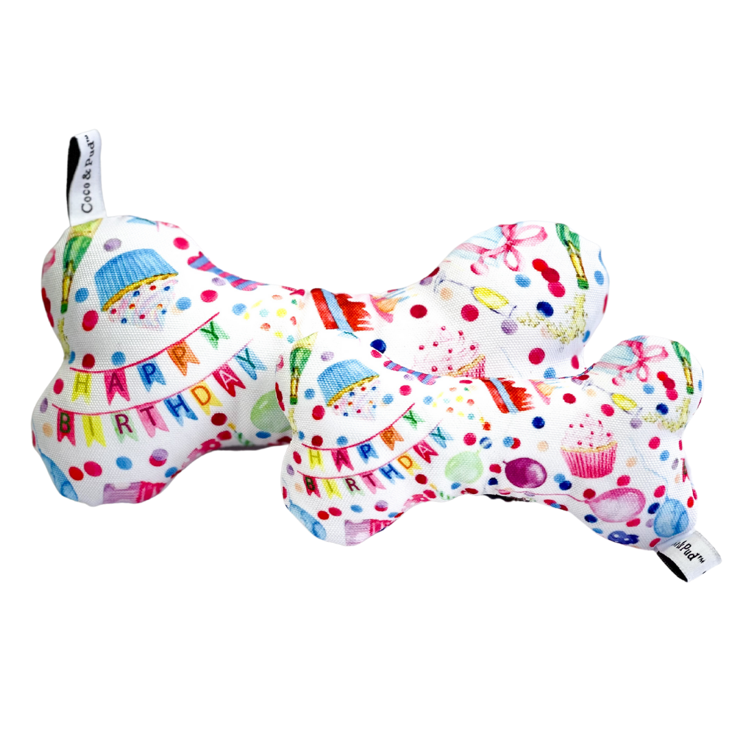 Coco & Pud Pawsome Party Bone Birthday Dog Toy