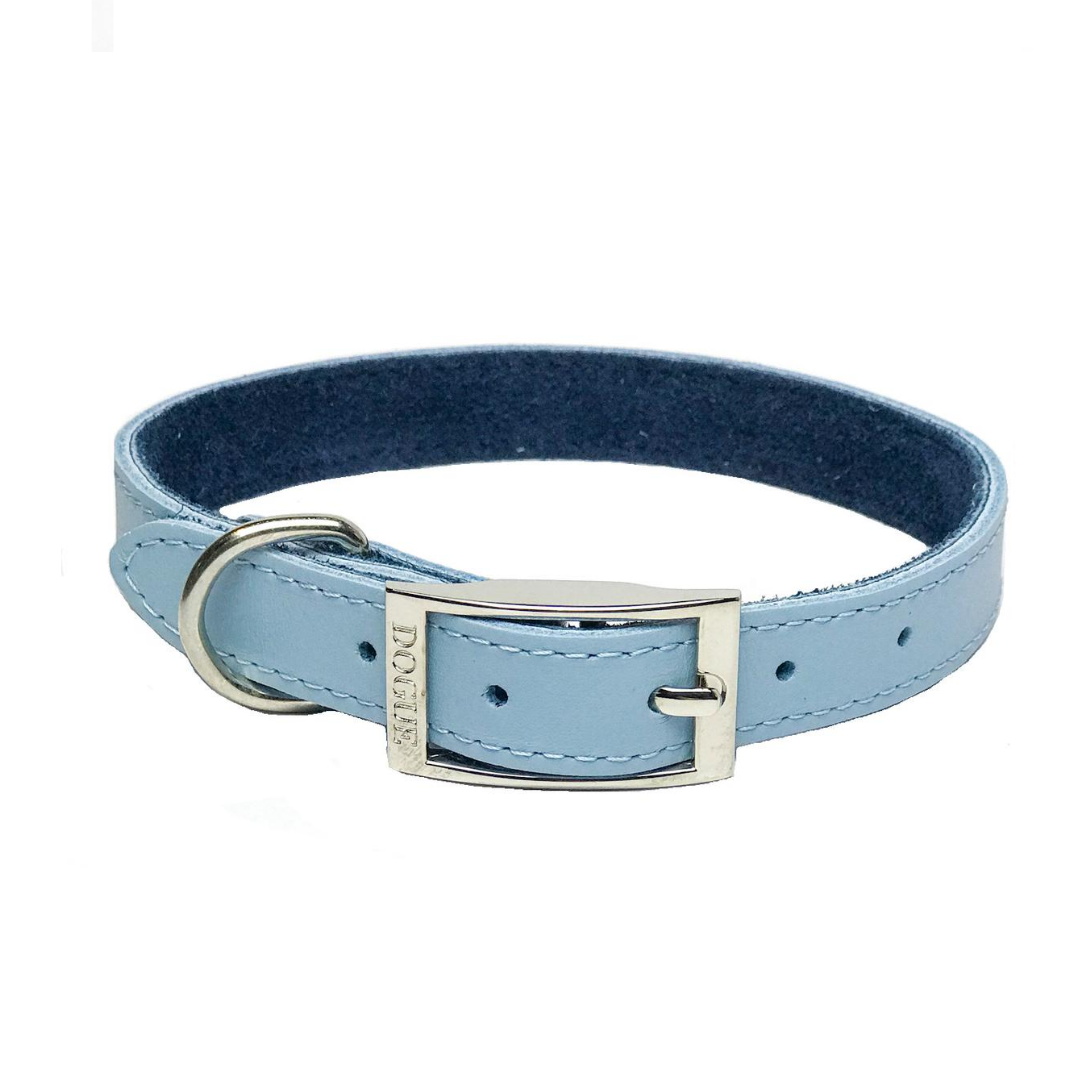 DOGUE Plain Jane Leather Dog Collar -Blue - Main Image