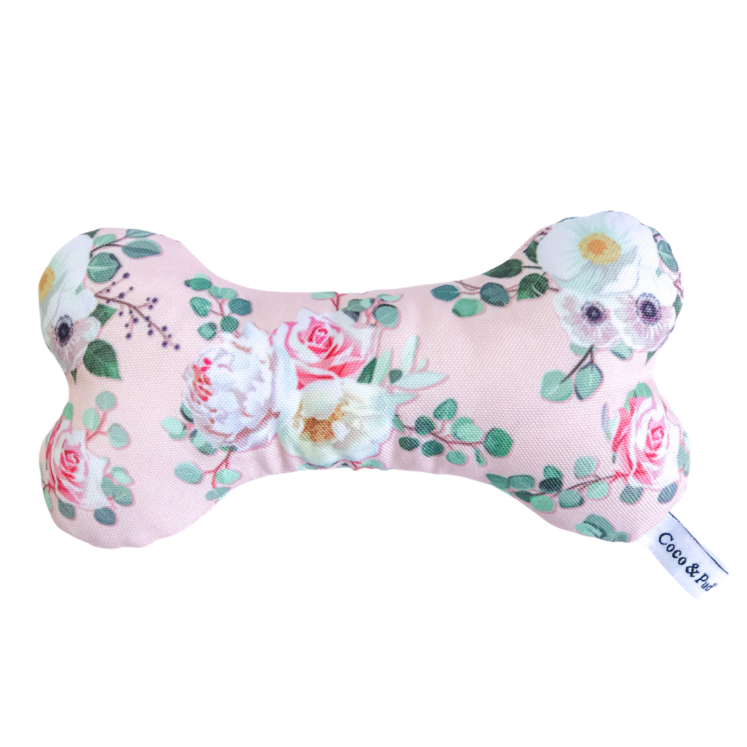 Provence Rose Bone Dog Toy | Plush | Coco & Pud Provence Rose Bone Dog Toy | Plush | Coco & Pud