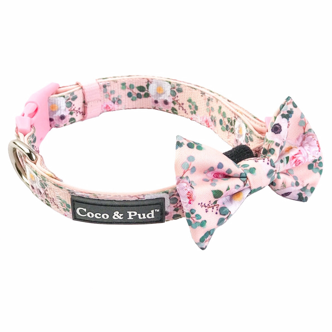 Coco & Pud Provence Rose Collar & Bowtie