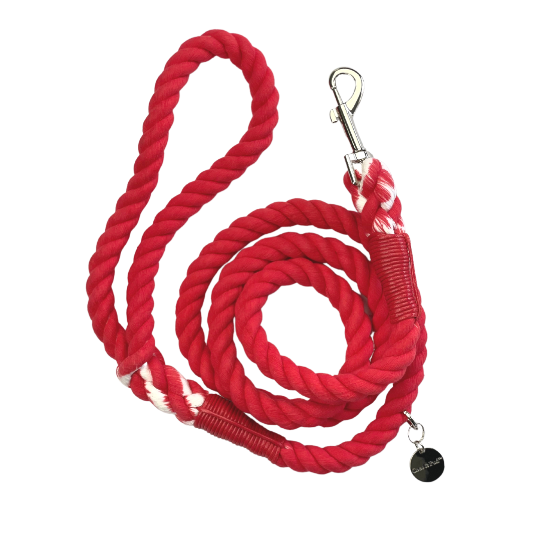 Coco & Pud Barn Red Rope Dog Lead/ Leash