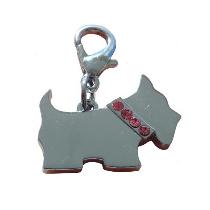 Scotty Dog Collar Charm - Silver/ Clear Crystals - Coco & Pud