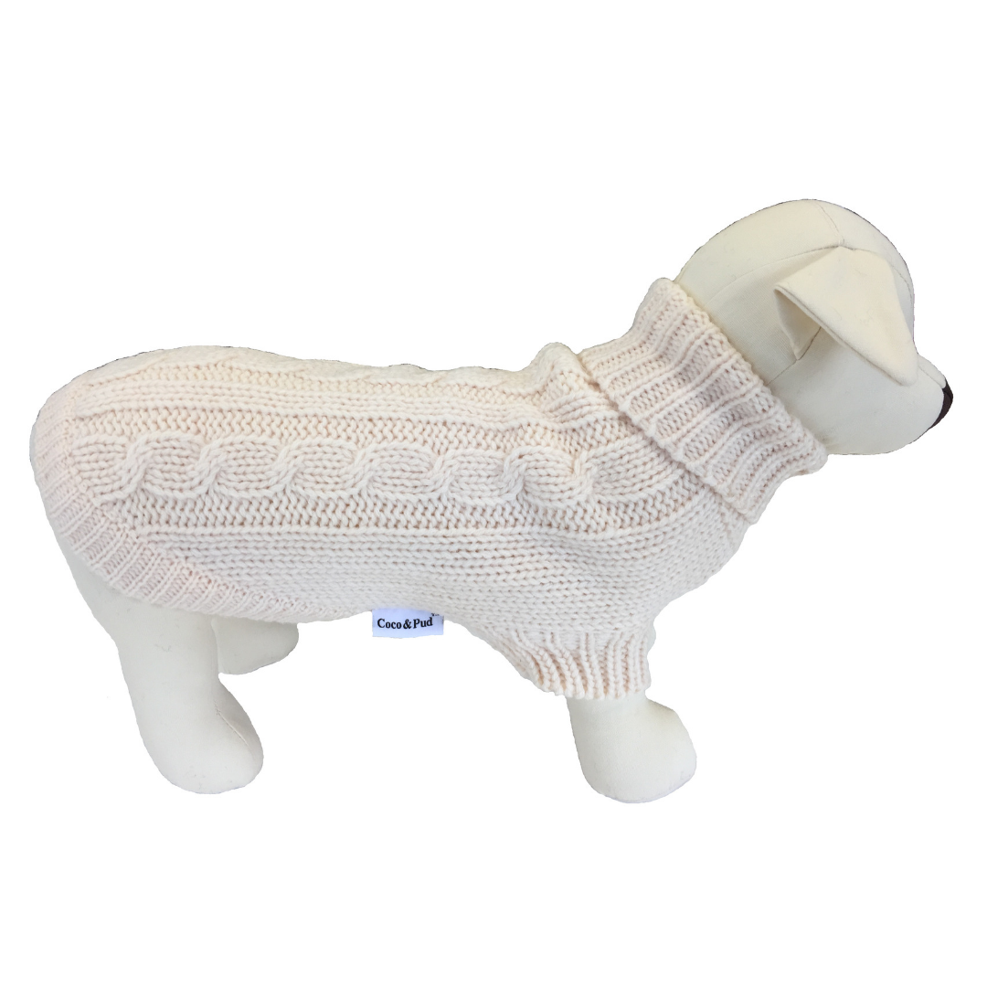 Coco & Pud Brighton Dog Sweater - Cream - Coco & Pud