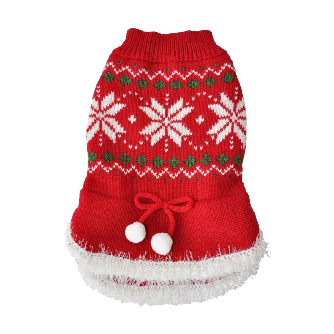 Coco & Pud Christmas Snowflake & Pom Pom Dog Sweater - Coco & Pud
