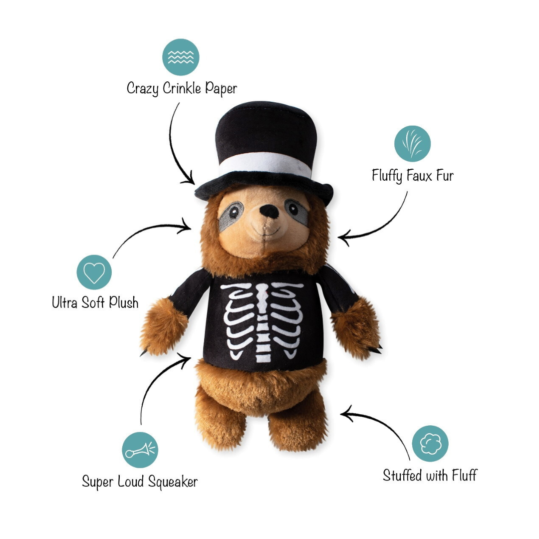 Coco & Pud Trick or Sleep Sloth magician dog toy details - Fringe Studios
