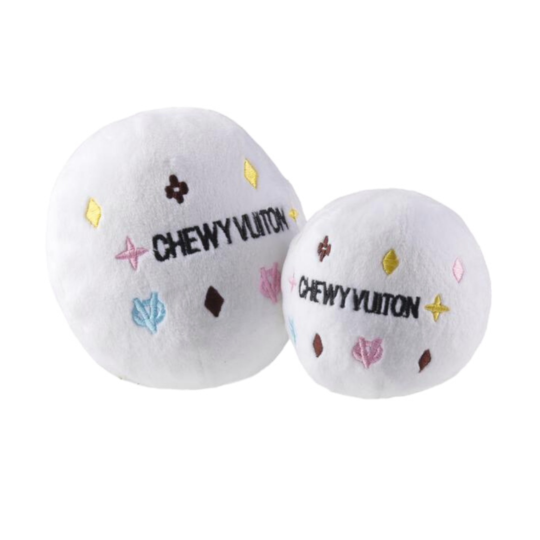 Coco & Pud White Chewy Vuiton Ball Dog Toy
