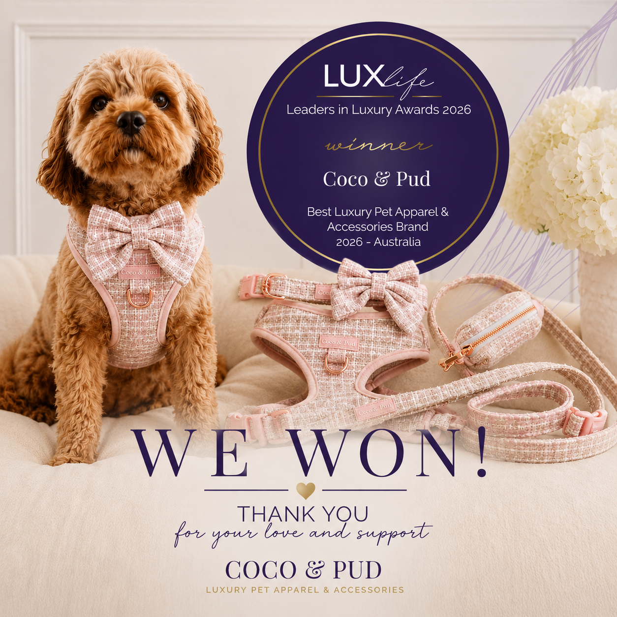 Coco & Pud awarded best lucury pet apparel & accessories brand 2026
