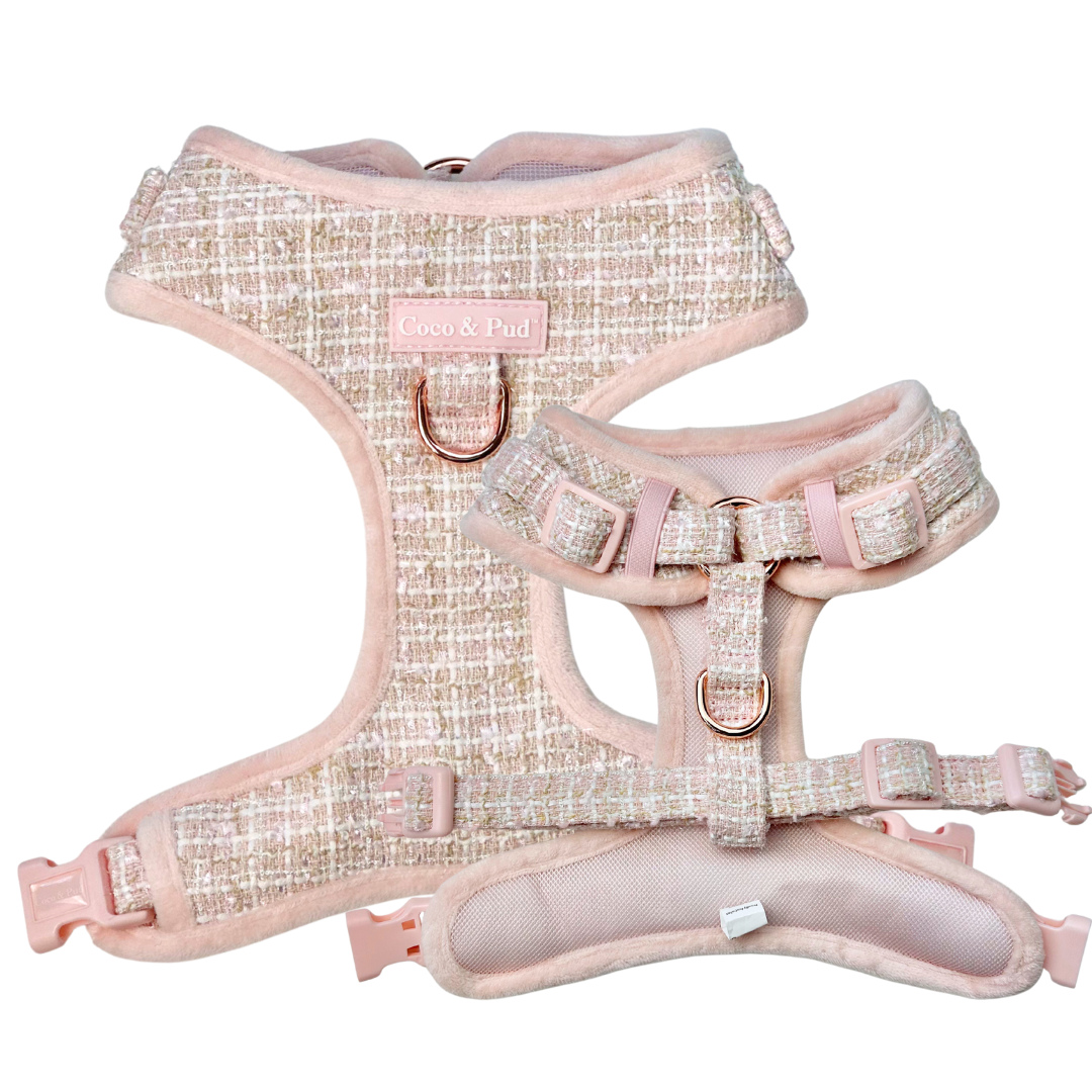 Coco & Pud Boucle de Luxe Adjustable Dog Harness - Rose Blush