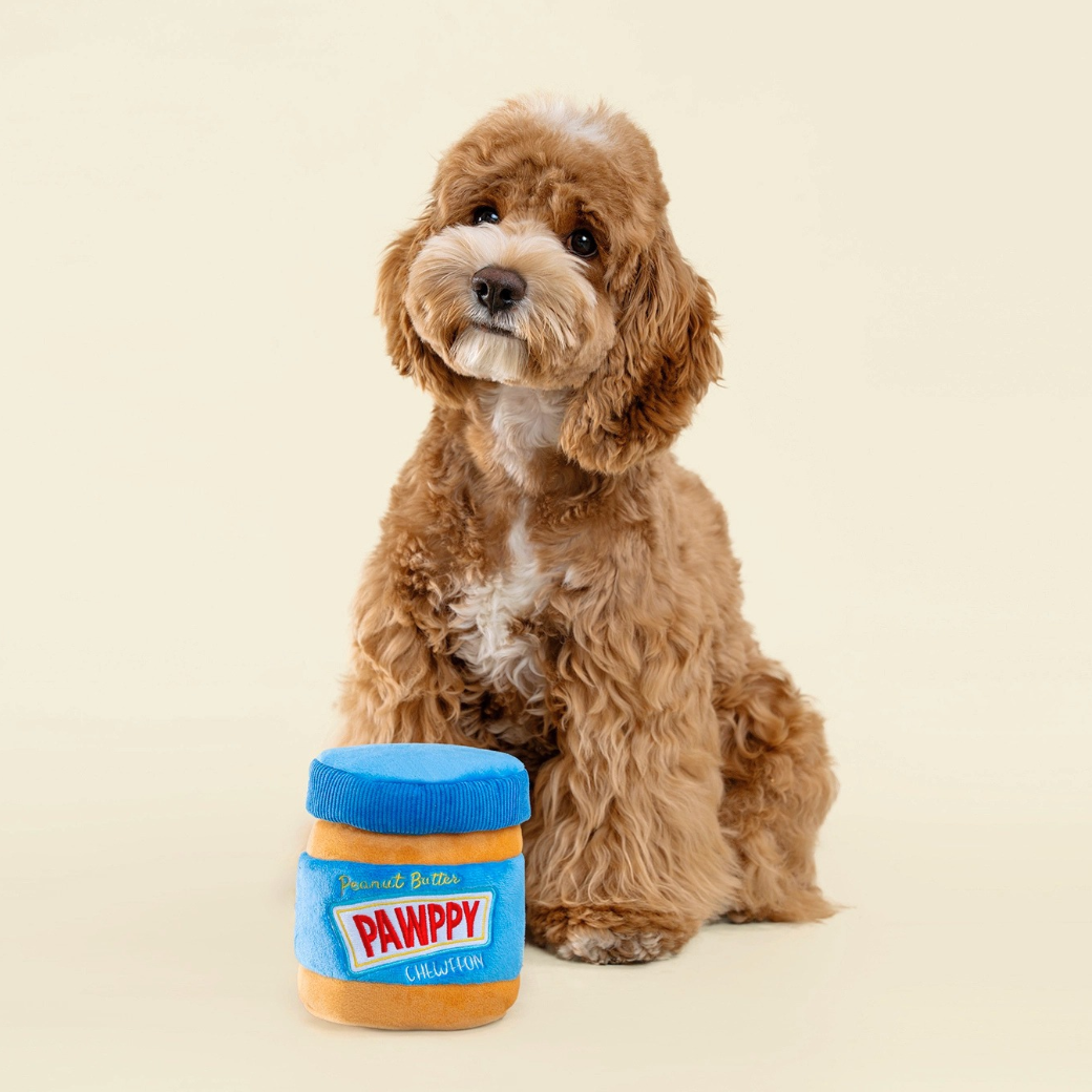 Coco & Pud Peanut Butter Jar (Pawppy) Ineractive Snuffle Dog Toy with Cavoodle/ Cavachon dog - Chewffon