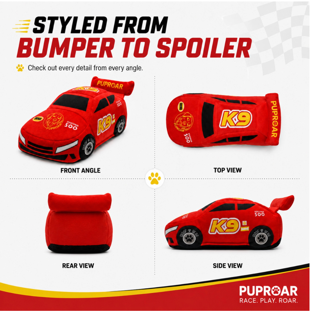 Coco & Pud - Red Stock Racing Car plush Dog Toy - Puproar