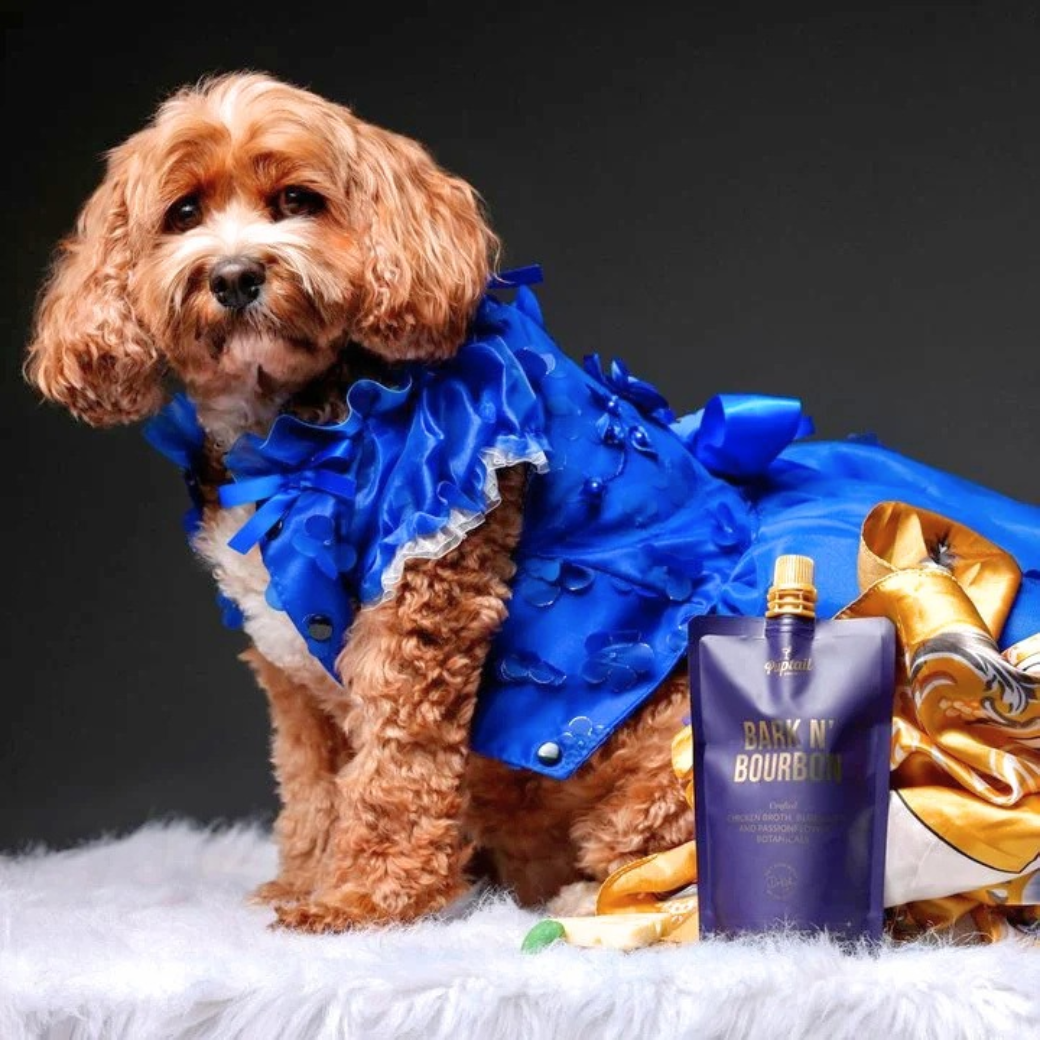 Bark 'n Bourbon Dog Tonic/ Mocktail for Dogs (Chicken broth, blueberry & passionflower)