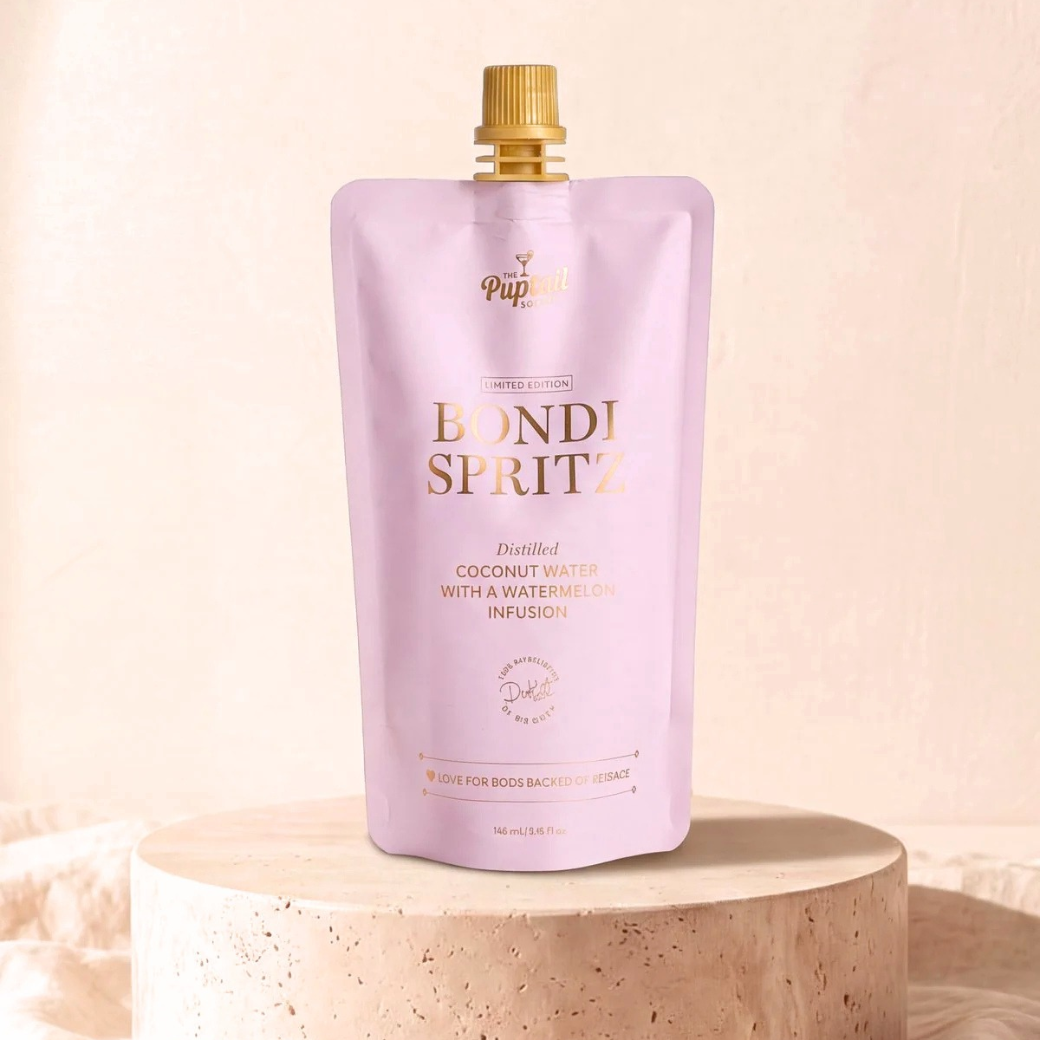 Coco& Pud Bondi Spritz Distilled Coconut Water and Watermelon infusion dog tonic mocktail - Puptail Society