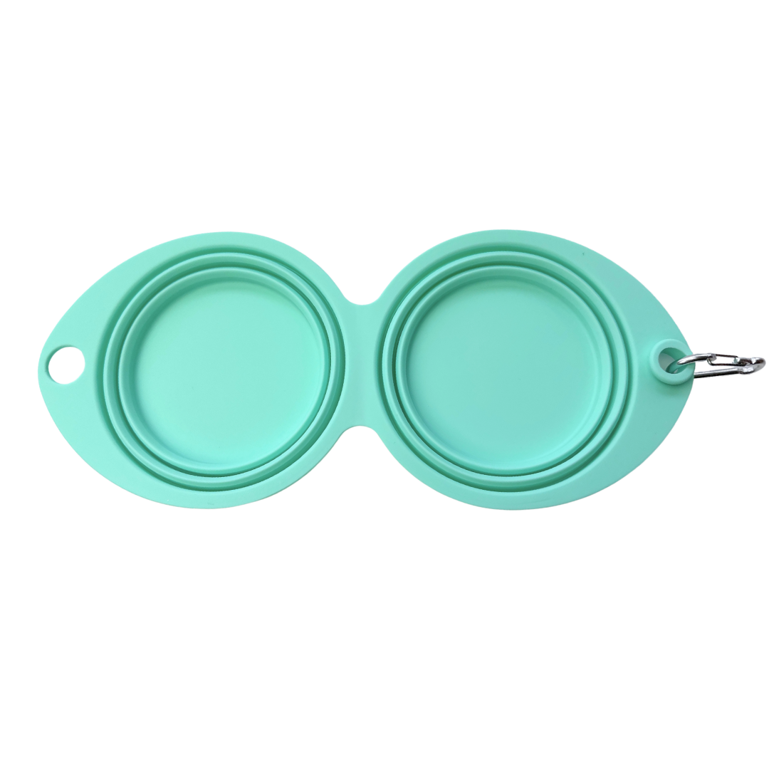 Coco & Pud Collapsible Portable Silicone Travel Double Dog Bowl 