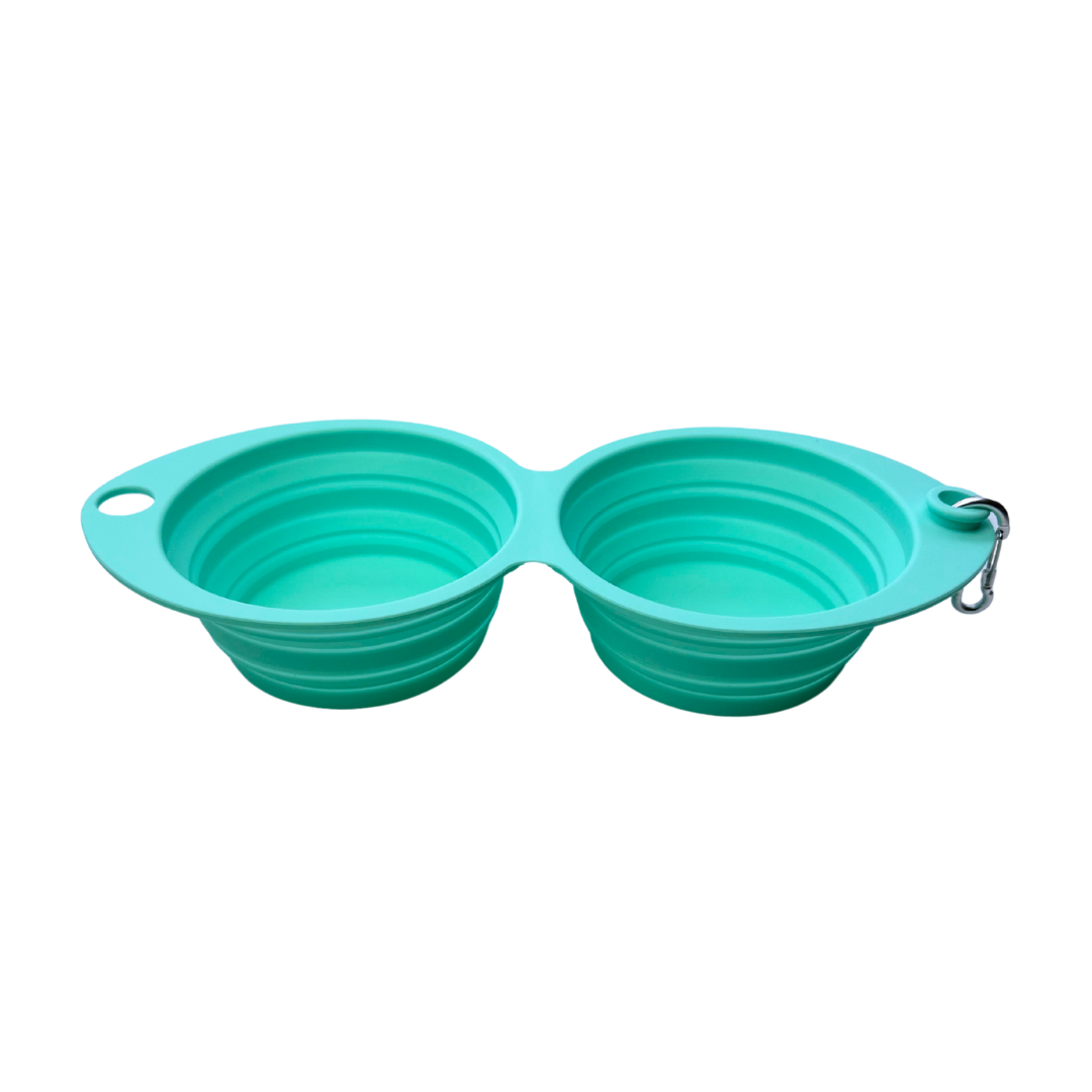 Coco & Pud Collapsible Portable Silicone Travel Double Dog Bowl 