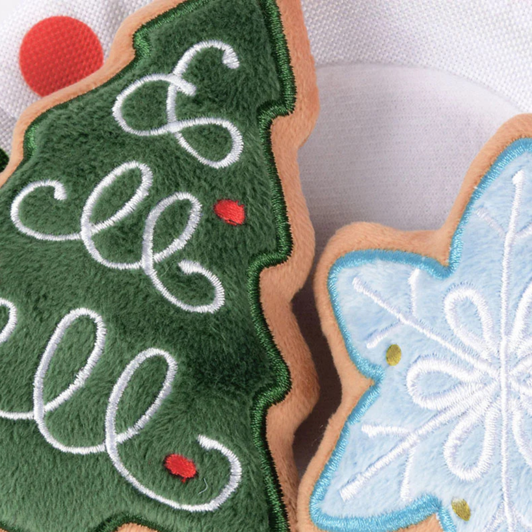 Coco & Pud Cokies For Santa Paws Christmas Dog Toy fabric details of removable toys - PLAY toys Australia