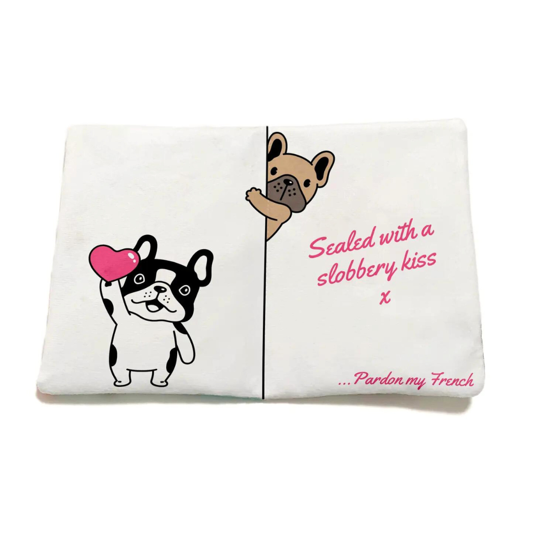 Coco & Pud Frenchie Kissesopen Card Dog Toy reads Sealed with a Slobbery Kiss X- Catwalk Dog Australia