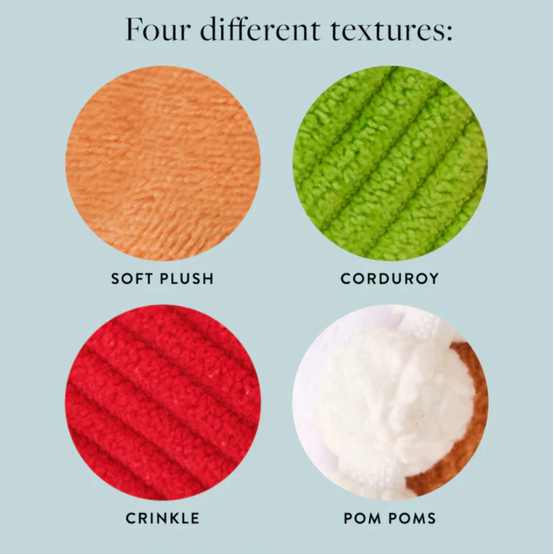 Coco & Pud Gingerbread House Interactive Snuffle Dog Toy fabric texture samples - The Foggy Dog