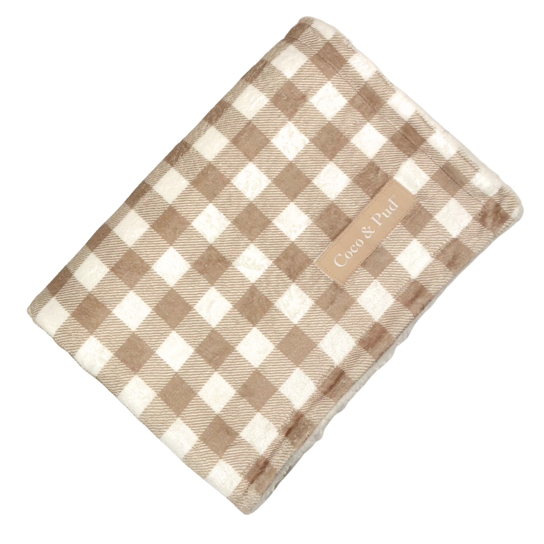 Coco & Pud Gingham Mocha Luxe Pet Blanket