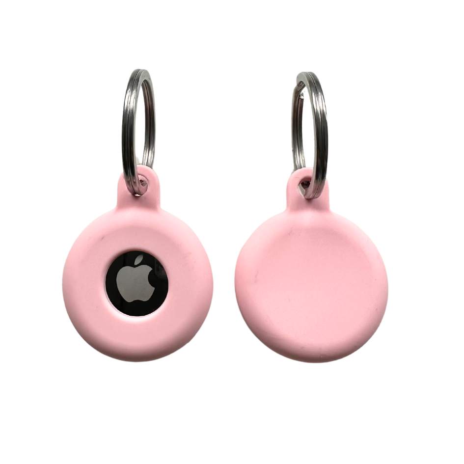 Coco & Pud Light Pink Pet Air Tag Holder ring mounted front and back