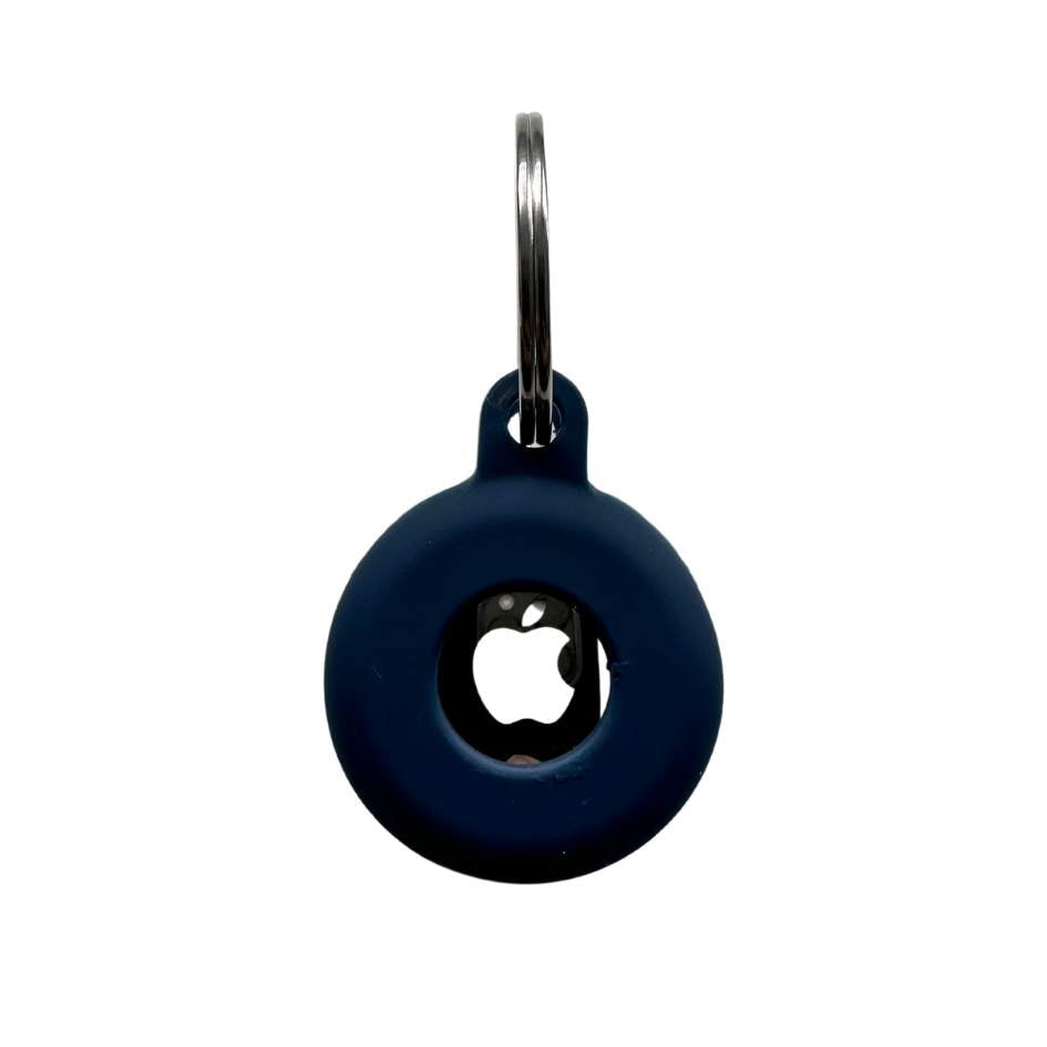 Coco & Pud Navy Pet AirTag Holder ring mounted