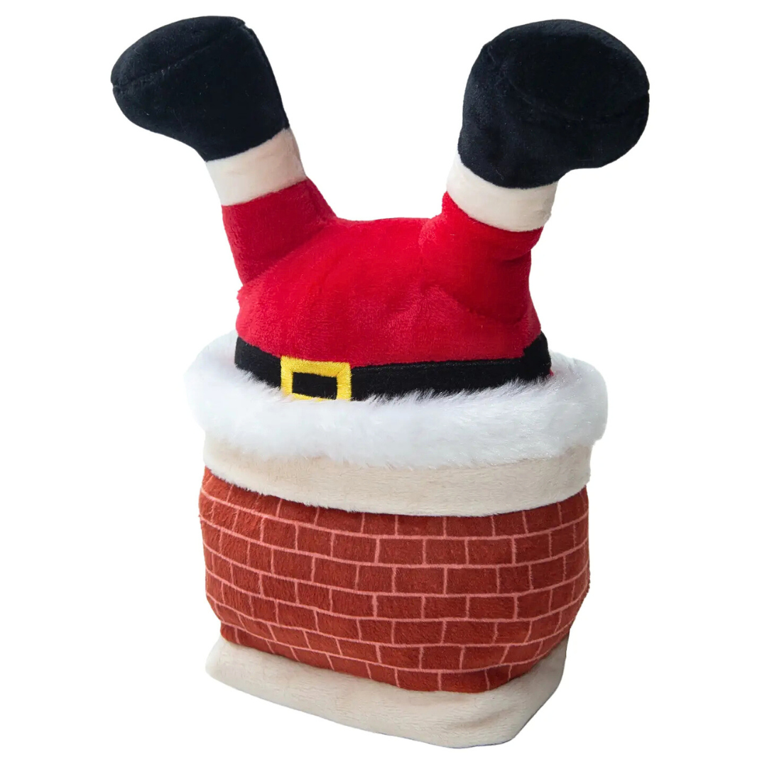 Coco & Pud Slippin' Santa Christmas Plush toy resembling Santa Claus stuck in a chimney - Snug Arooz