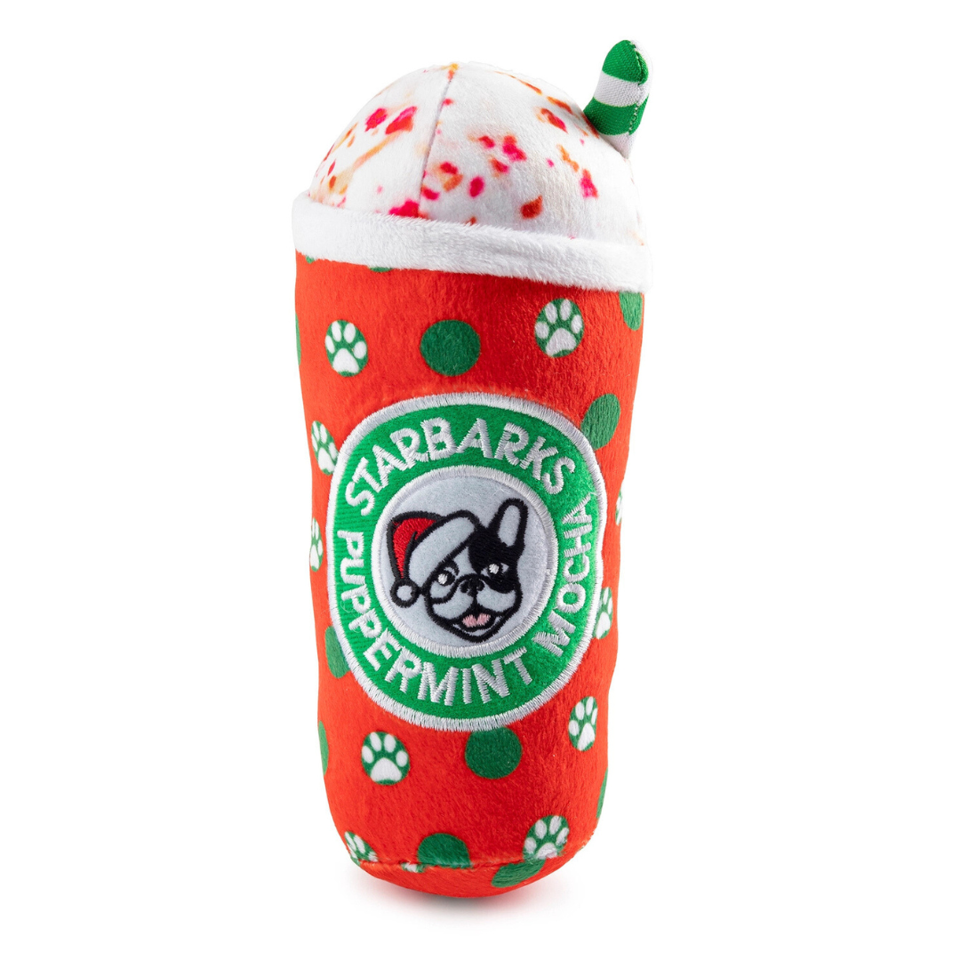 Coco & Pud Starbarks Puppermint Mocha – Holiday Dots Cup Dog Toy -Haute Diggity Dog