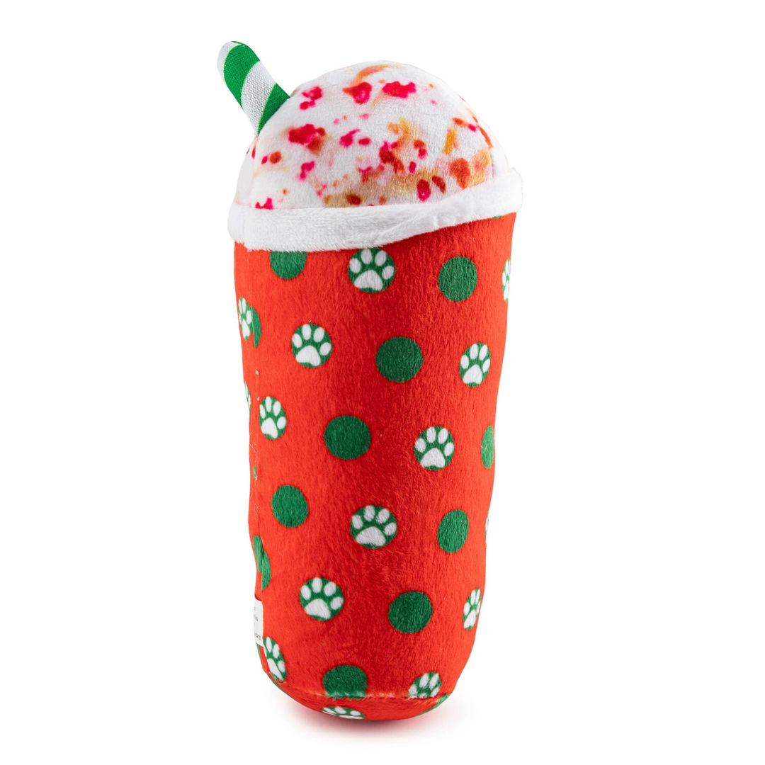 Coco & Pud Starbarks Puppermint Mocha – Holiday Dots Cup Dog Toy reverse side -Haute Diggity Dog