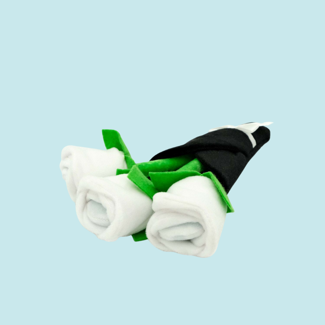 Coco & Pud Wedding Bouquet of Roses Dog Toy side view - Zippy Paws