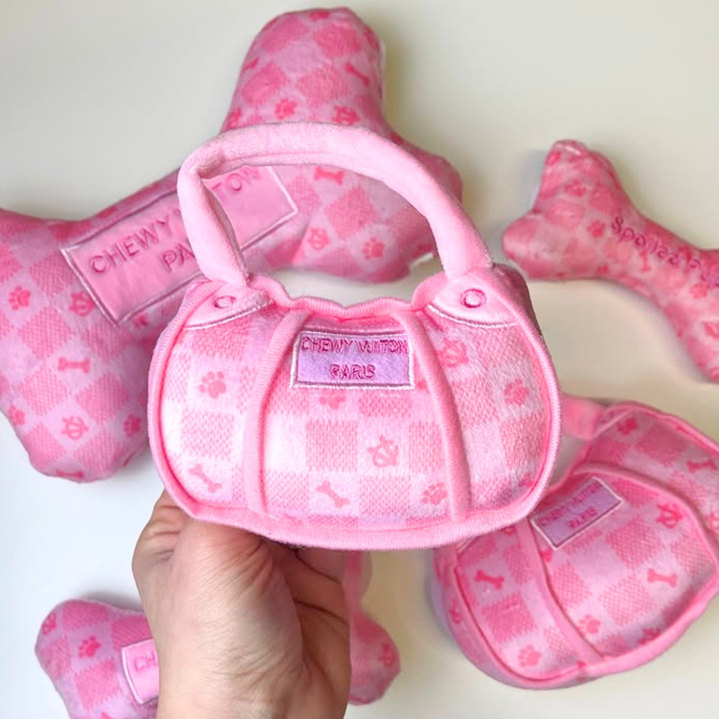 Coco & Pud - Pink Chewy Vuiton plush dog toy collection - Haute Diggity Dog