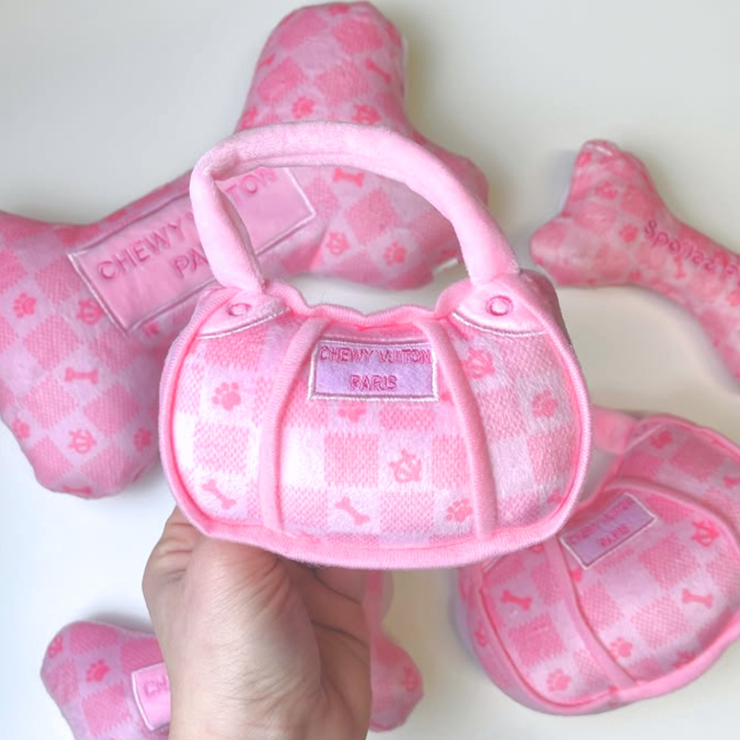 Coco & Pud - Pink Chewy Vuiton plush dog toy collection - Haute Diggity Dog
