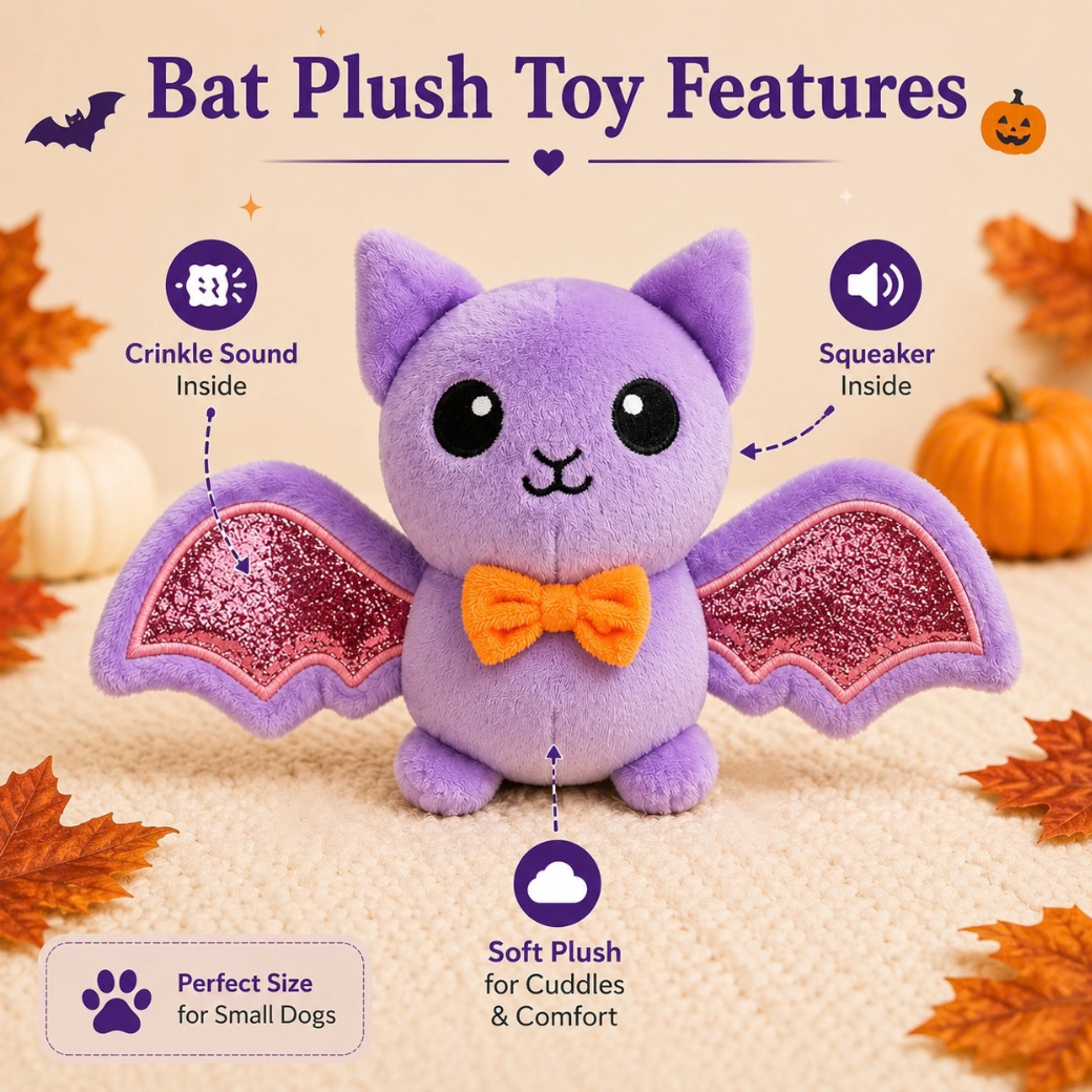 Coco & Pud - Two Spooky Friends Halloween Dog Toy - Bat Buddy details - Pet London