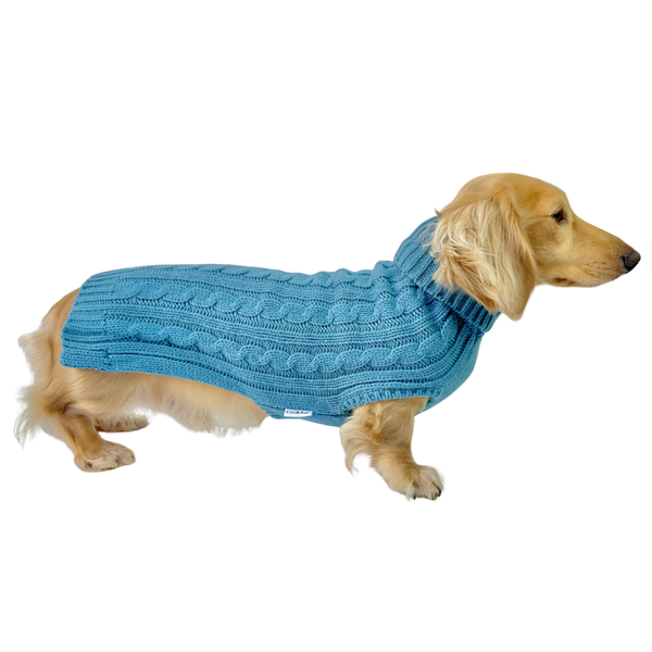 NEW! Coco & Pud Dachshund Cable Dog Sweater/ Dog Jumper - Marine