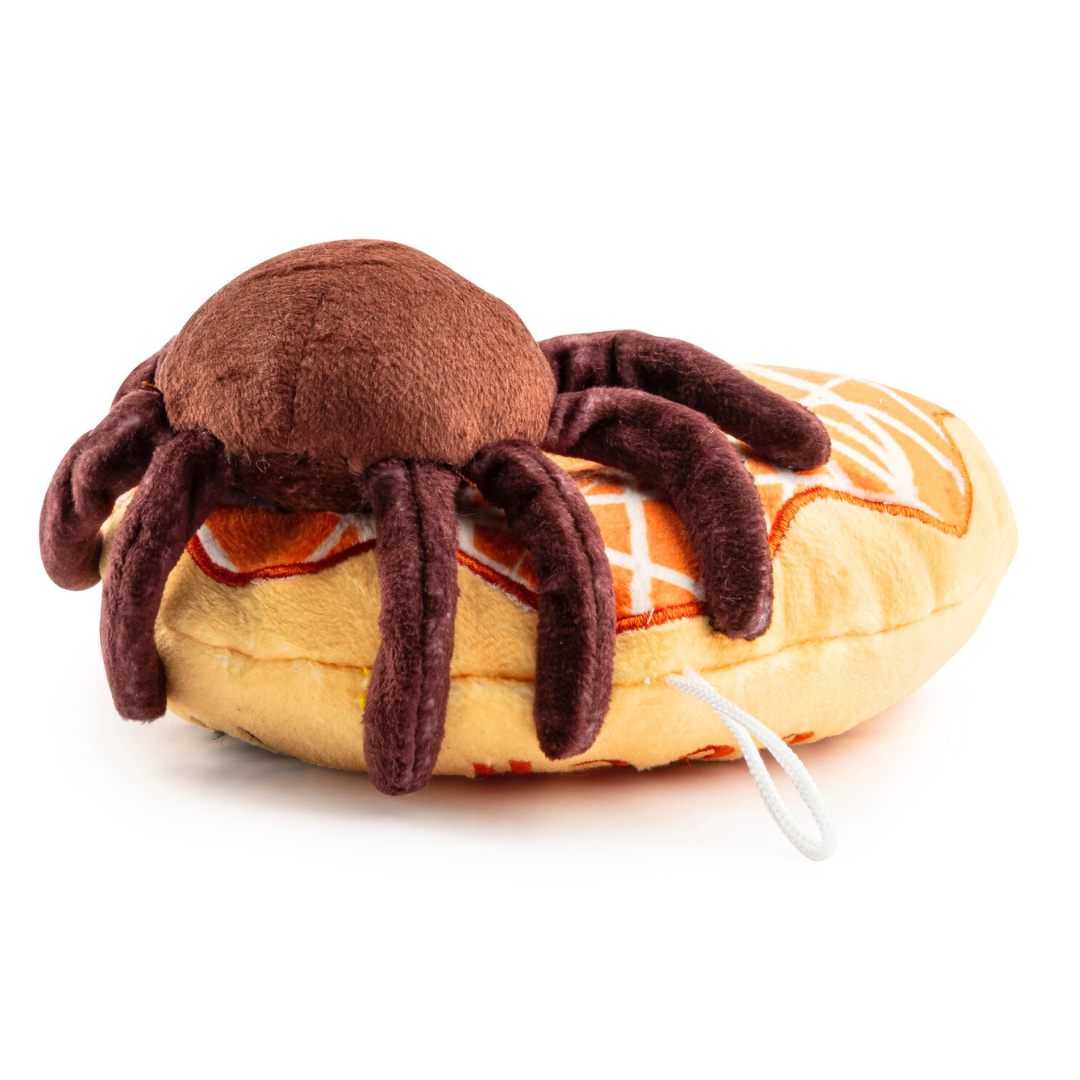Coco & Pud Halloween Spider Donut Dog Toy - Iced donut with plush spider on top dog toy - Haute Diggity Dog