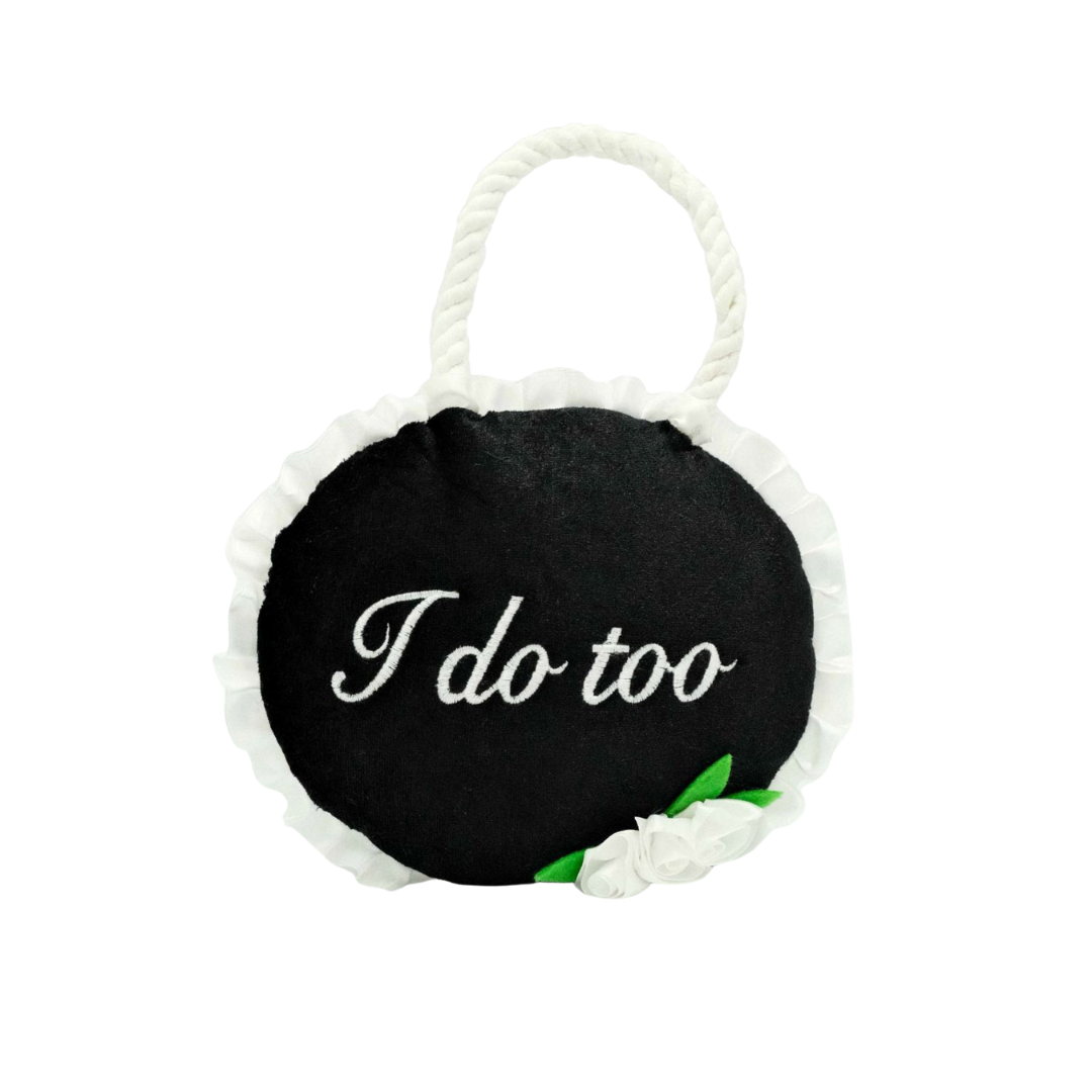 Coco & PUud I Do Too Wedding Sign Dog Toy on white background - Zippy Paws