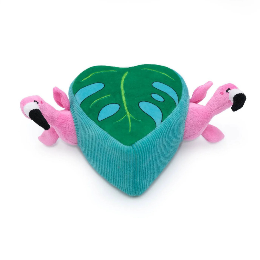 Coco & Pud Monstera Leaf with 2 Flamingos Interactive Dog Toy - Zippy Paws