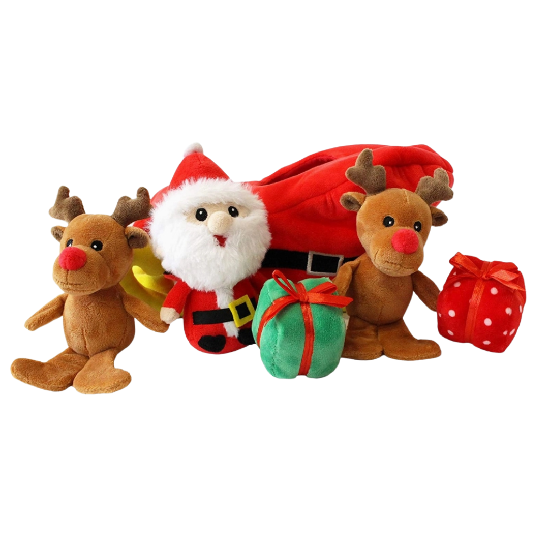 Coco & Pud Santa Sleigh Find  A Toy Christmas Dog Toy - Midlee Designs