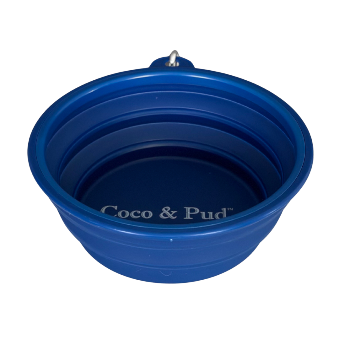 Coco & Pud Collapsible Dog Bowl unfolded - Navy