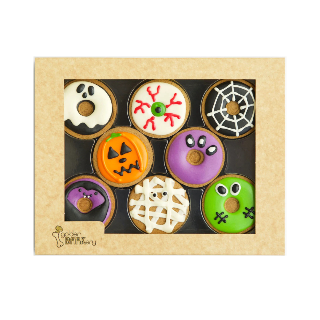 Halloween Dog Treats - Spooktacular Donuts  Golden Barkery yoghurt iced natural donuts gift boxed