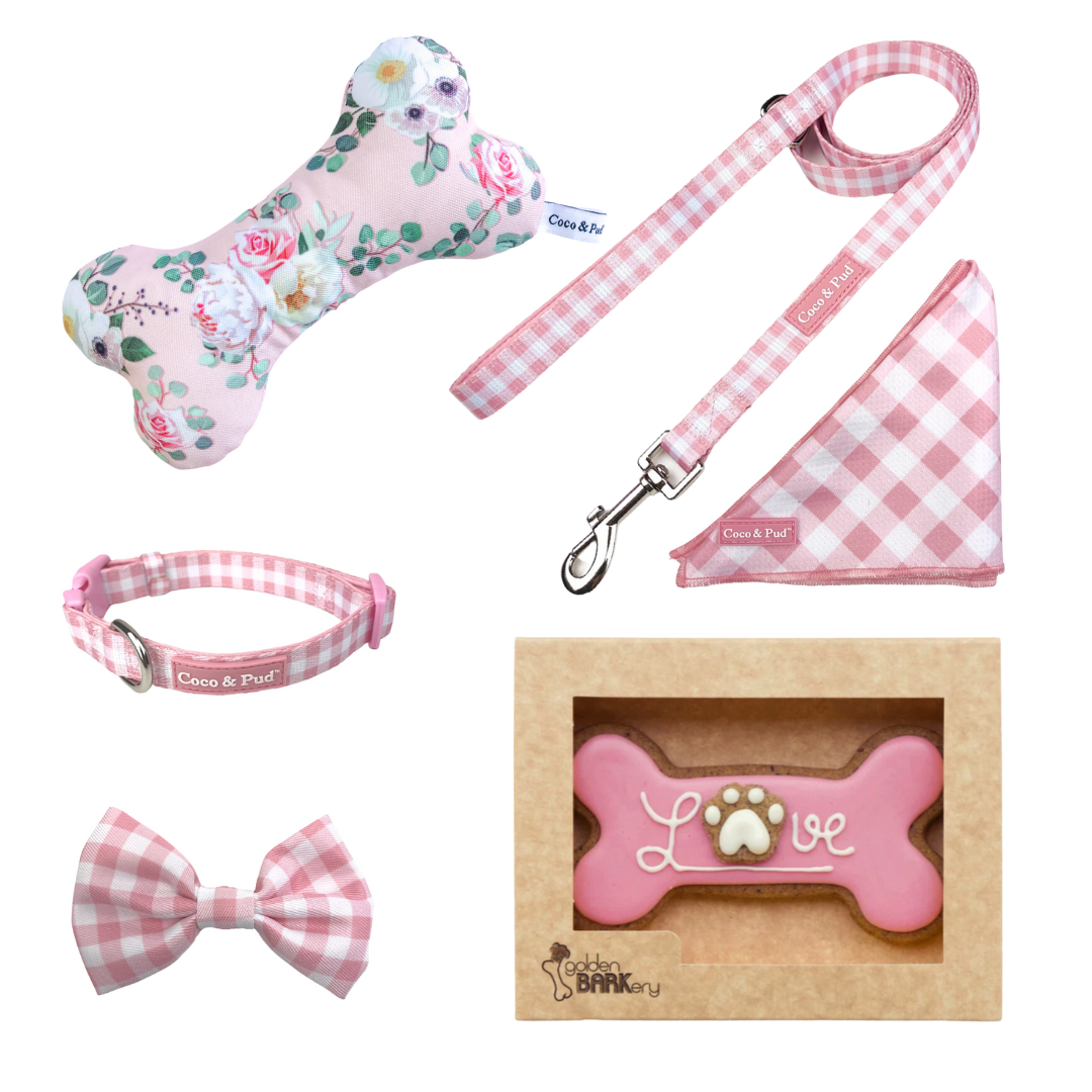 Coco & Pud Rose Gingham Valentine's Day Love Mini Dog Hamper