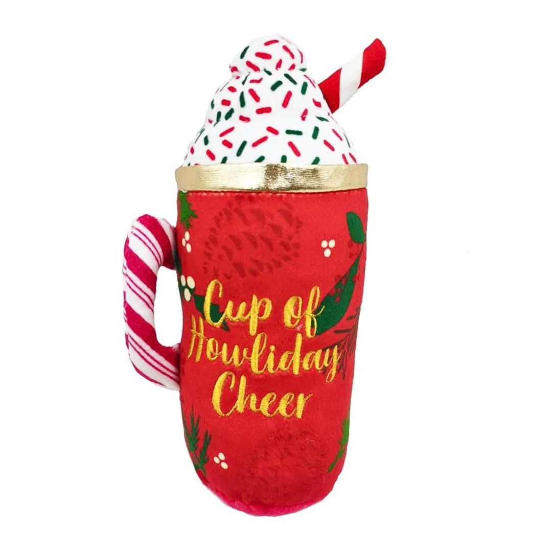 Coco & Pud Starbarks Howliday Cheer Mug Plush Dog Toy reverse side- Haute Diggity Dog