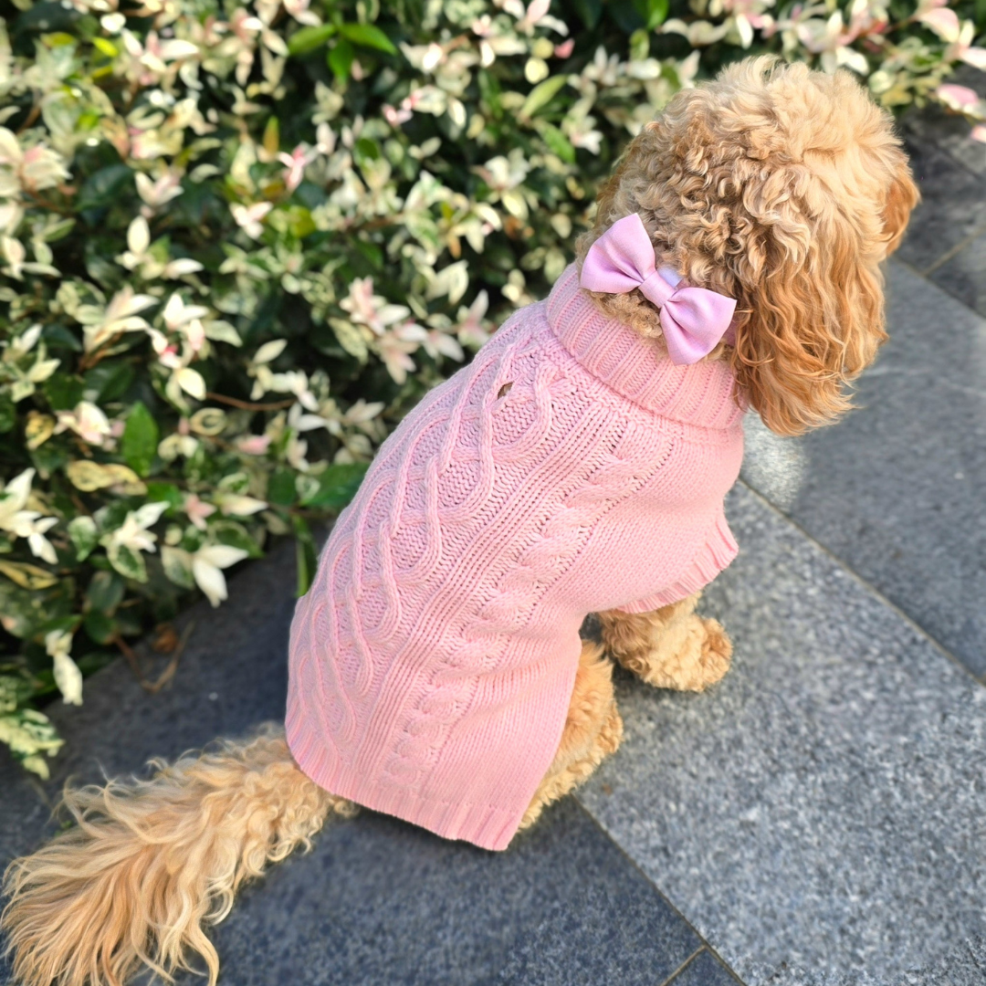 NEW! Coco & Pud Coco Cable Dog Sweater/ Dog Jumper - Blossom Pink