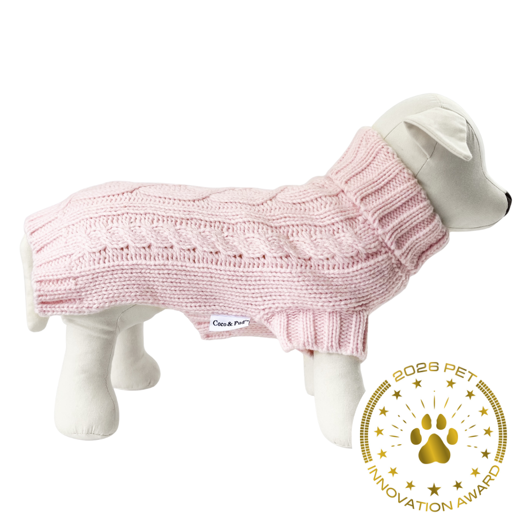 Coco & Pud Coco Cable Dog Sweater/ Dog Jumper - Blush Pink
