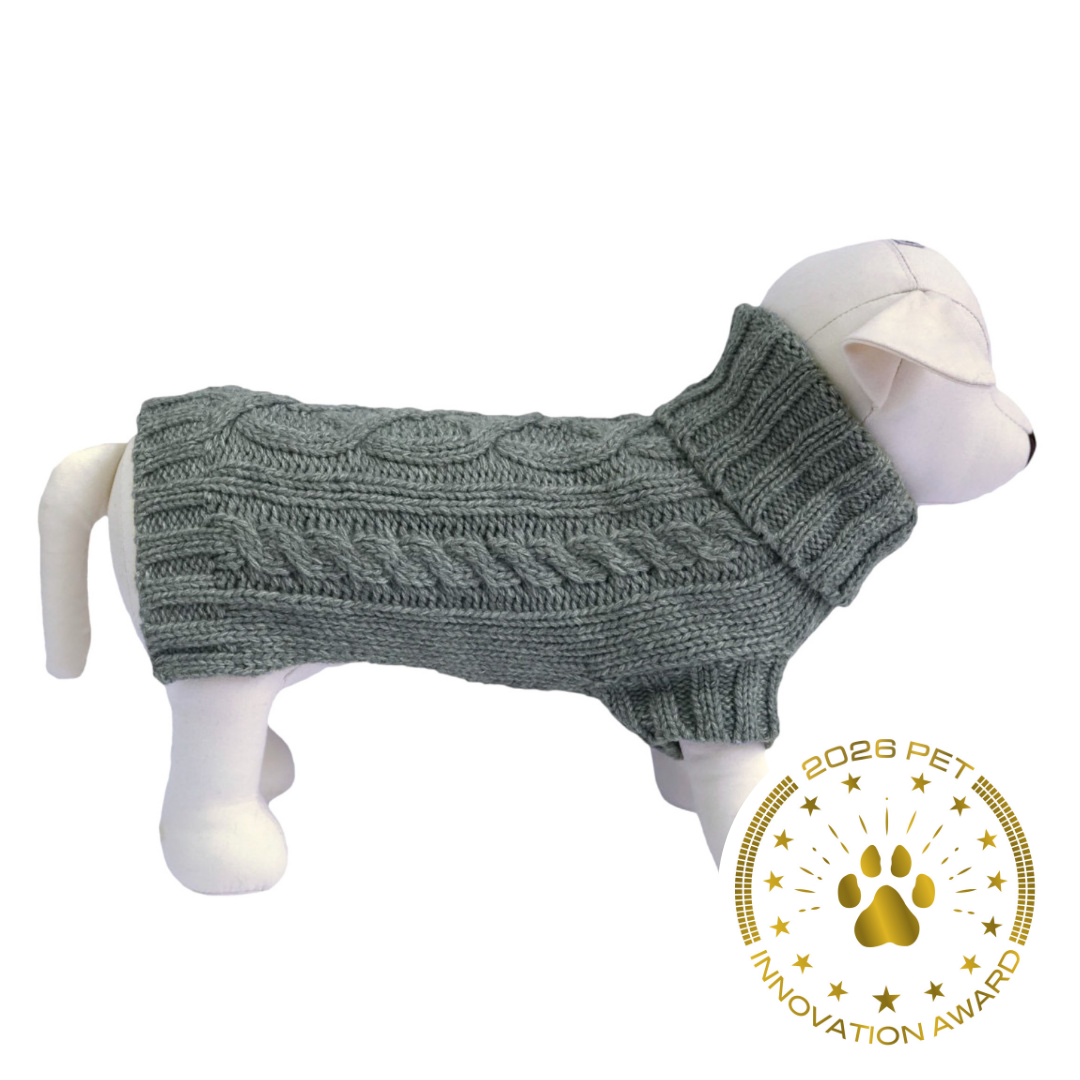 Coco & Pud Coco Cable Dog Sweater/ Dog Jumper - Storm Grey