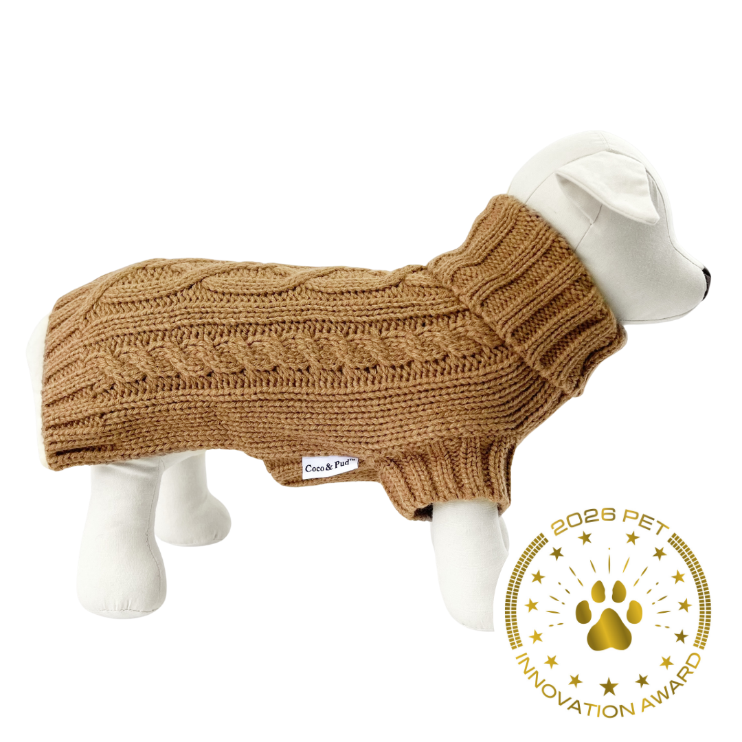 Coco & Pud Coco Cable Dog Sweater/ Dog Jumper - Cinnamon