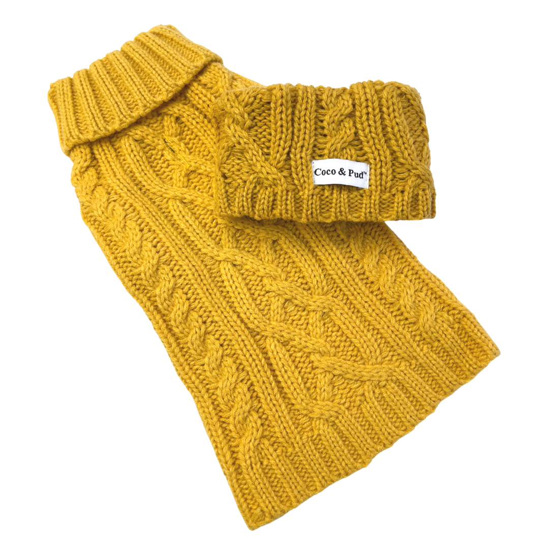 Coco & Pud Coco Cable Sweater & Snood - Mustard